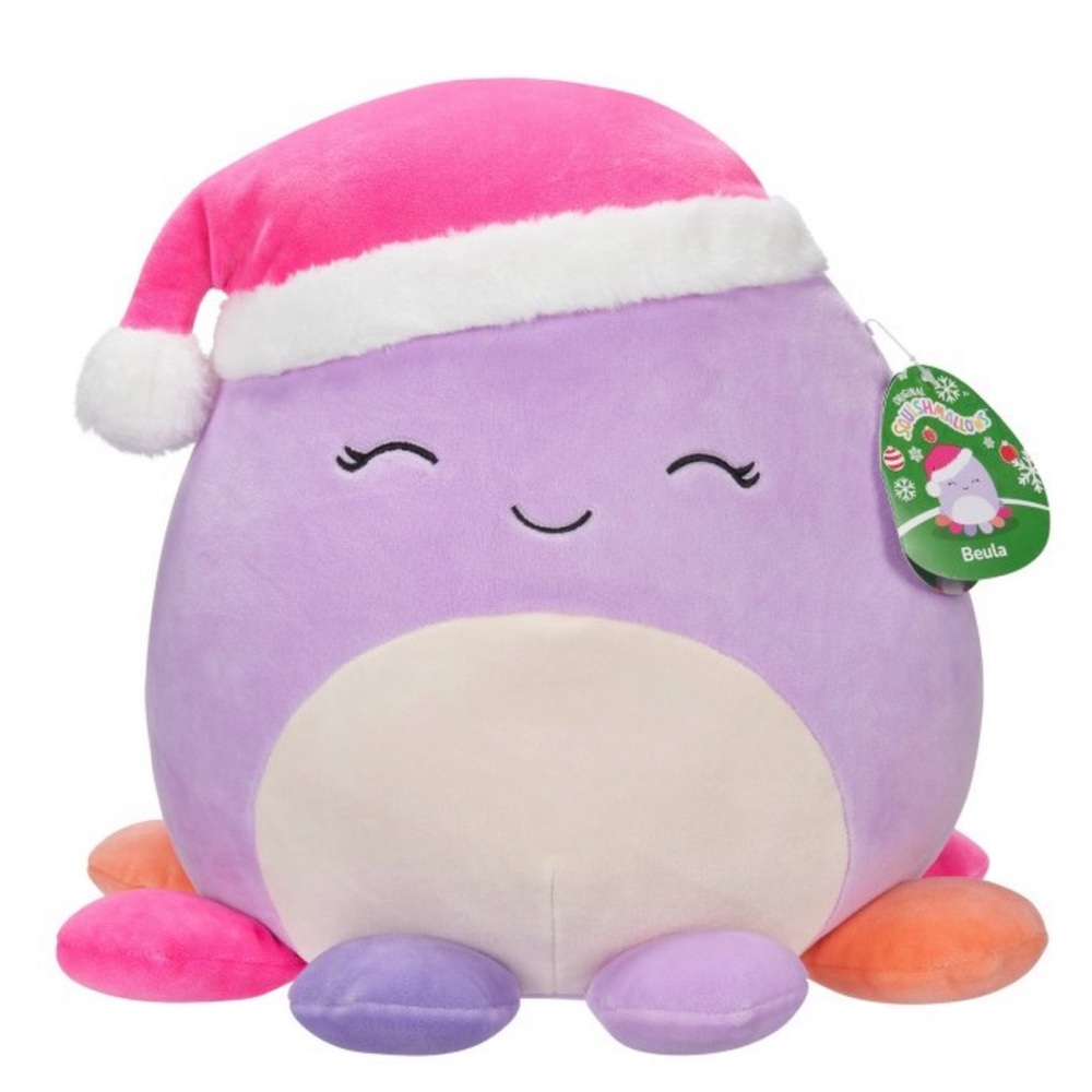 Holiday Christmas Squishmallows Beula the Octopus Santa Hat 12" Stuffed Plush - Picture 1 of 8